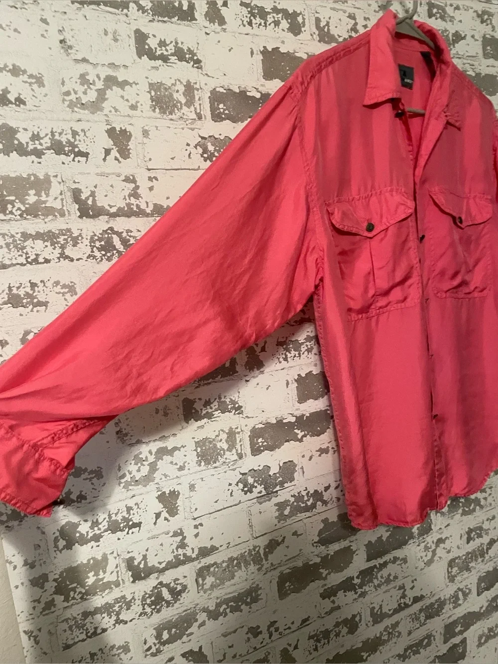 Lizwear Silk Button Front Blouse – Coral Pink | Size S